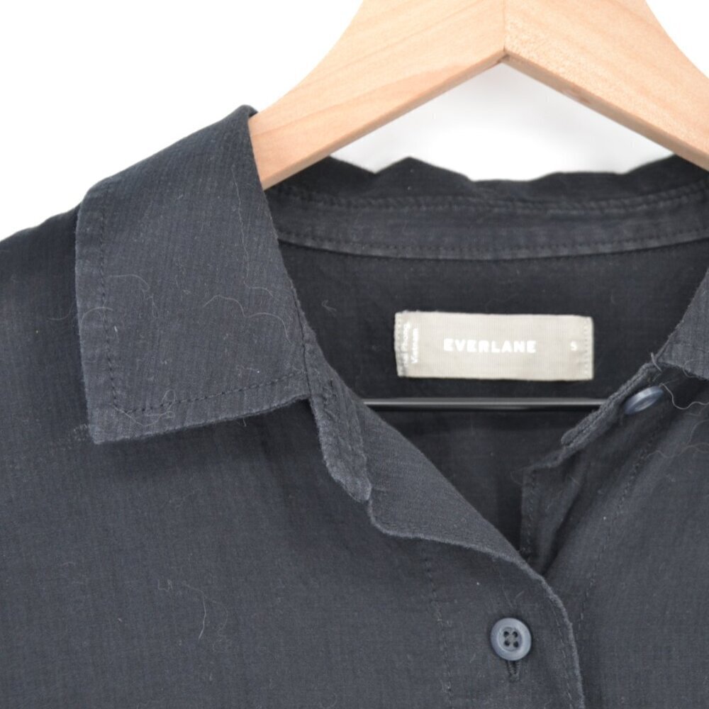 Everlane The Cotton Tourist Shirt Button Down Kimono Sleeve Hi Lo Hem Black S - Picture 4 of 5
